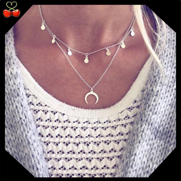 Mary's Cherries Boutique Jewelry - 🍒 Horn 📯  Silver Sequin Layered Necklace